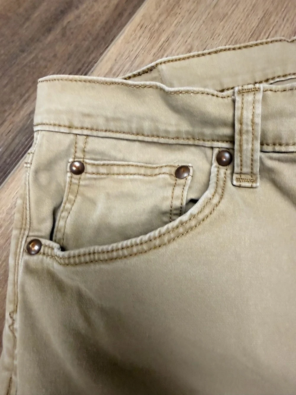 Wrangler Slim Straight Pants Men‎ 32/32 Khaki Tan 5 Pocket Mid Rise Casual Work